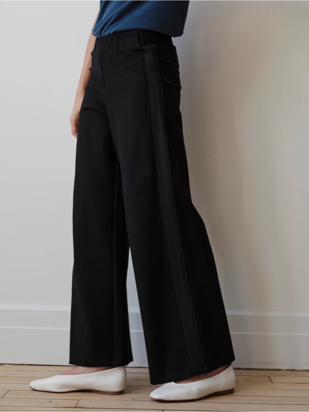 Universal Standard Stephanie Wide-Leg Stripe Ponte Pants Black XS 10-12 NWT